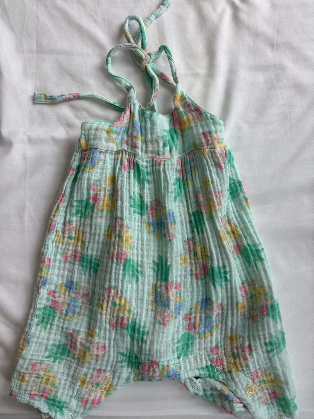 Angel Dear Mint Floral Tie-Shoulder Romper 3-6mo
